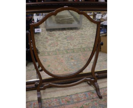 A SHIELD SHAPED WOODEN DRESSER MIRROR ( 54 X 65 CM) 