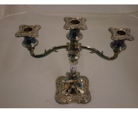 SILVER PLATED 3 ARM CANDELABRA 