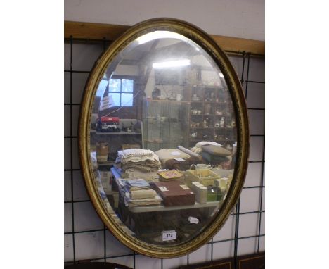 OVAL GILT FRAMED MIRROR WITH BEVELLED EDGE ( 45 X 57 CM)  