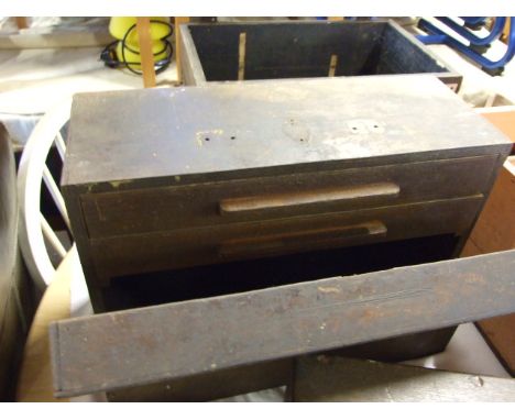 VINTAGE WOODEN CARPENTERS TOOL BOX WITH DRAWERS 