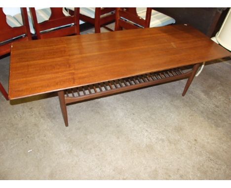 OBLONG RETRO COFFEE TABLE WITH MAGAZINE SHELF BELOW 