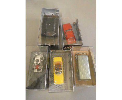 Five Fabbri James Bond Diamonds are Forever vehicles comprising Moon Buggy, Triumph Stag, Ford van, Mustang Mac 1 and Cadilla