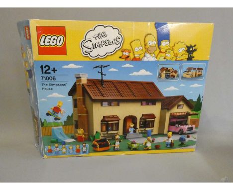 Boxed Lego The Simpsons House 71006 with instructions, the majority of pieces in original packaging, some wear and damage to 