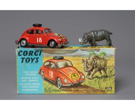 Corgi 256 VW 1200 Safari and Rhino, box is good but internal packing is missing, model good+ (Est. plus 24% buyer's premium i