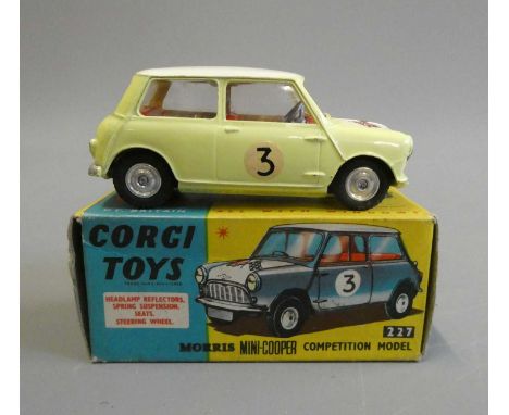 Corgi 227 Morris Mini Cooper competition model in pale green, No.3 to doors, boxed, excellent (Est. plus 24% buyer's premium 