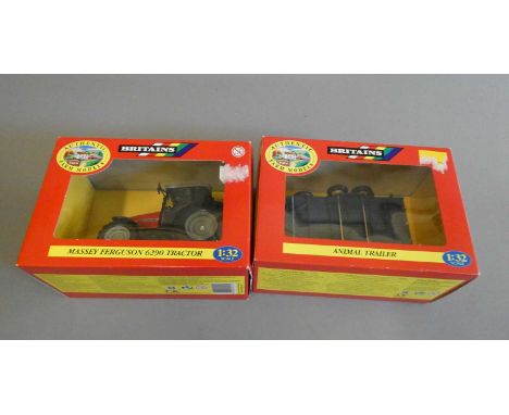 Two Britains late issue farm vehicles Massey Ferguson tractor and trailer, boxed, excellent (Est. plus 24% buyer's premium in