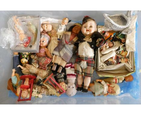 A box of vintage doll's including celluloid, bisque and composition examples (Est. plus 24% buyer's premium inc. VAT)Conditio