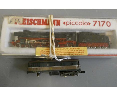 Fleischmann N gauge 7170 German 4-6-2 steam locomotive, boxed, good and Atlas FS diesel body only (Est. plus 24% buyer's prem