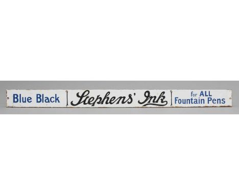 Stephens' Ink enamel advertising sign, "Blue Black for ALL Fountain Pens", Jordan Bilston 4' x 3.75" (Est. plus 24% buyer's p
