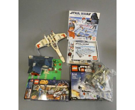 Three boxed Star Wars Lego sets 3866/75100/75037, boxed, used and unchecked for completeness and two unboxed Lego sets; Creat