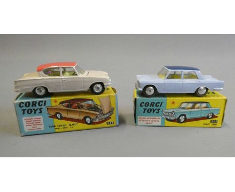 Corgi 217 Fiat 1800 finished in blue with dark blue roof, some paint fading patches on bodywork, looks to be a factory error,