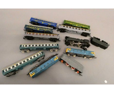 Playworn unboxed HO scale trains by Jouef and Lima, including SNCF steam engine, Class 33 diesel and Continental Playcraft co