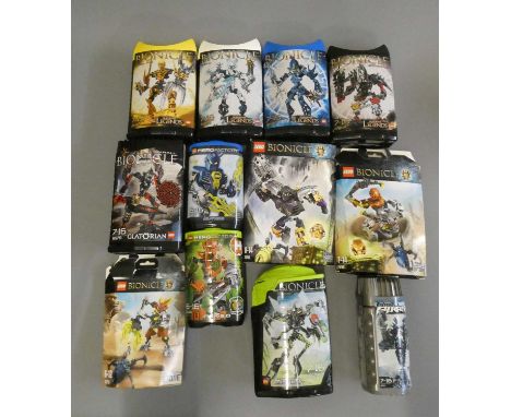 A collection of 12x boxed Lego Bionicle sets including Glatorian Legends examples 8984/8987/8988/8989, used, with instruction