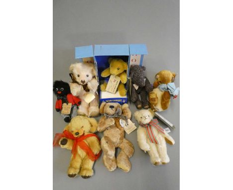 Six Merrythought bears, including limited editions, comprising a vintage cheeky bear, boxed Titanic bear, Tweedle Dum, Kendal