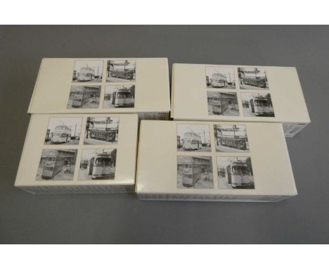 Four Atlas Editions plastic European trams, all items boxed, mint (Est. plus 24% buyer's premium inc. VAT)