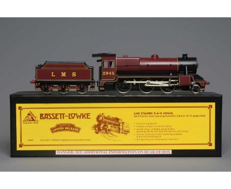 Corgi Basset-Lowke Live steam 2-6-0 Mogul locomotive and tender finished in LMS lined red with 2945 to cab, boxed, mint (Est.