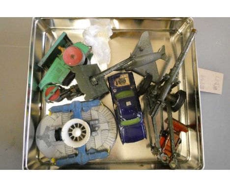 Unboxed playworn diecast models including hovercraft and Corgi Man from Uncle car. Poor (Est. plus 24% buyer's premium inc. V