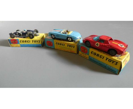 Three Corgi vehicles comprising 156 Cooper race car, 303s Mercedes 300SL and Ferrari 250 LM, boxes good+, models excellent (E