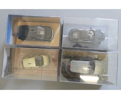 Four Fabbri James Bond Quantum of Solace vehicles comprising Ford Edge, Ford KA, Aston Martin DBS and Range Rover Sport, all 