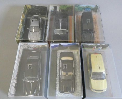 Six Fabbri James Bond Casino Royale vehicles comprising Zill 117, Land Rover Defender, Range Rover, Jaguar XJ8, Daimler limou