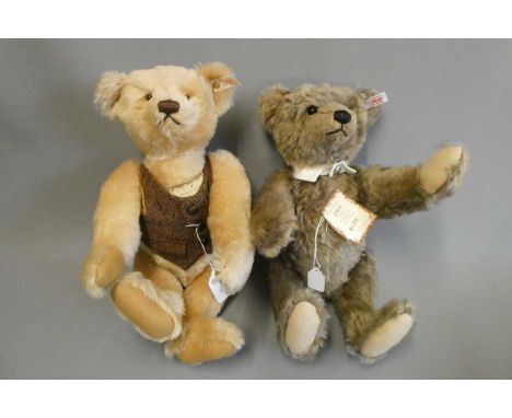 Two Steiff collectors bears, comprising a 17" 1996 growling bear in a tweed wasitcoat and a 15 1/2" 2004 growling bear with d
