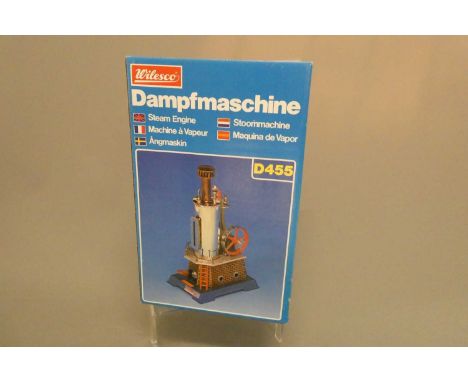 Wilesco D455 vertical steam engine finished in bronze with chrome polished engine parts, boxed, excellent (Est. plus 24% buye