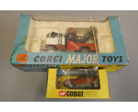 Corgi 1142 Recovery Vehicle with Ford tilt cab and Mini Marcos, boxes poor, models fair (Est. plus 24% buyer's premium inc. V