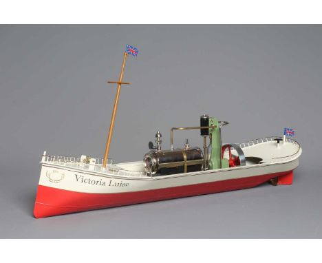 A Tucher &amp; Walther Germany Victoria Luise steam launch finished in white with Wilesco steam engine, in original box with 