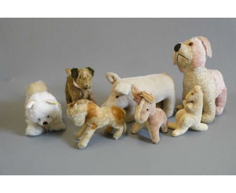 Seven vintage plush toys, including a Steiff Blanko and a Merrythought pig (Est. plus 24% buyer's premium inc. VAT)Condition 