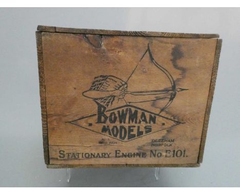 Large Bowman stationary steam engine No. E101, boxed with burner and chimney, good (Est. plus 24% buyer's premium inc. VAT)