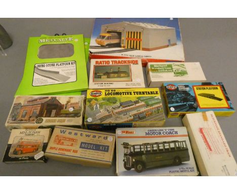 Plastic and card lineside kits and accessories for 00 scale model railways including Hornby engine shed, Airfix models and tr