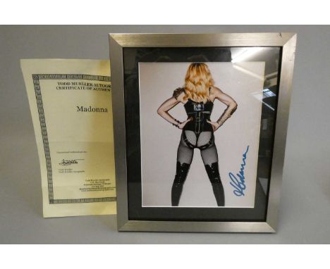 Signed photograph of Madonna, framed, with Todd Mueller certificate (Est. plus 24% buyer's premium inc. VAT)Condition Report: