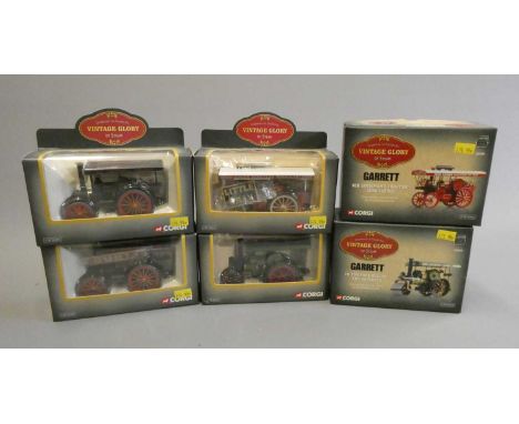 Six Corgi Vintage Glory traction engines comprising Garrett, Garrett 4 CD Showman's tractor, Garrett 10 tonne road roller, Ga