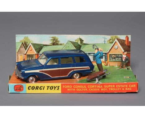 Corgi 440 Ford Consul Cortina with Golfer, box fair/good, model and figures excellent (Est. plus 24% buyer's premium inc. VAT