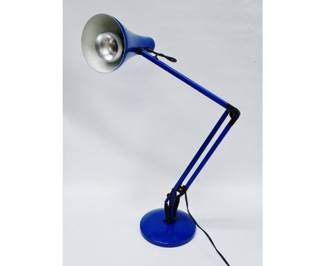 Anglepoise - A model 90 blue anglepoise lamp with round base, height 88.5cm.  