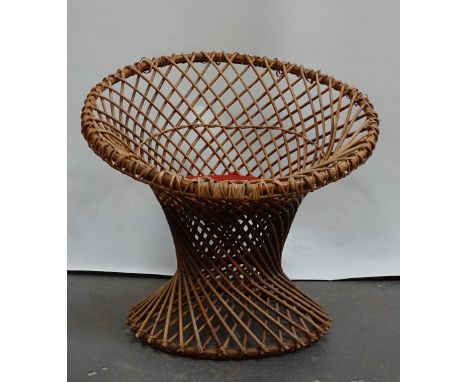 Vintage Retro - A 1970s circular caned chair of pedestal form, height 72.5cm, diameter 74cm.