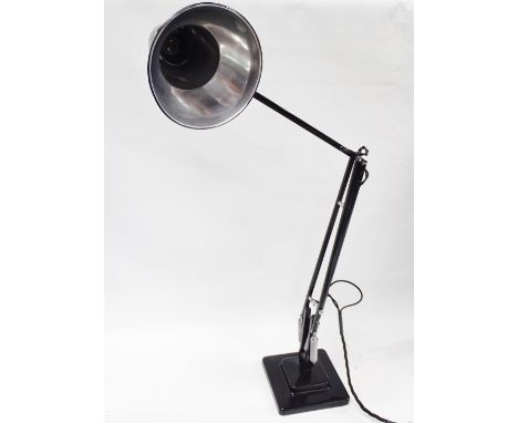 Herbert Terry Anglepoise - A Herbert Terry stamped desk lamp, model 1227, with square stepped base and black powder coat fini
