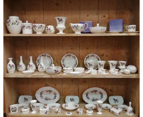 Wedgwood 'Hathaway Rose' - An assortment of over fifty pieces of ceramics, to include two oval plates, length 24cm, three sou