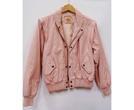 Vintage Fashion - A Hard Rock Cafe pink leather jacket, 'Save The Planet Berlin', size medium. 