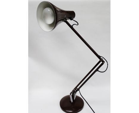 Anglepoise - A model 90 brown anglepoise lamp with round base, height 88.5cm.