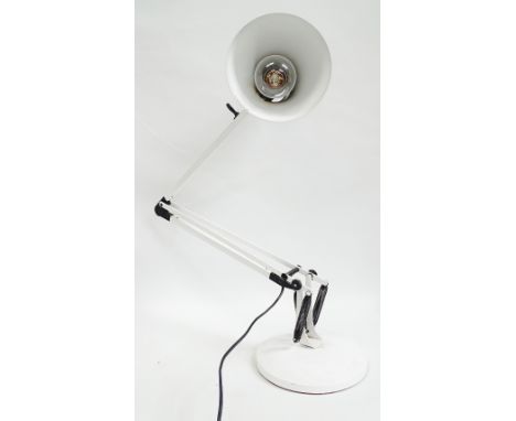Anglepoise - A model 90 white anglepoise lamp with round base, height 88.5cm.