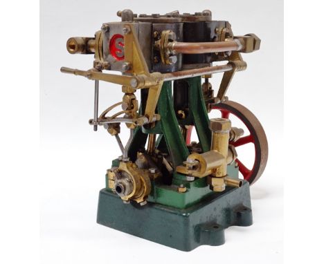 Scale Live Steam Engines - Stuart Turner Ltd, a compound and twin launch engine, height 14.5cm. 