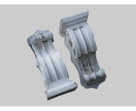 Architectural - A pair of white painted reconstituted stone corbels with scrolling acanthus decoration, height 36cm. 