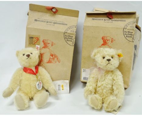 Steiff Teddy Bears - '100 Years Steiff Teddy Bears', two bears, one Teddy Baer 27, No.660283, and BBC 2000, each height 27cm.