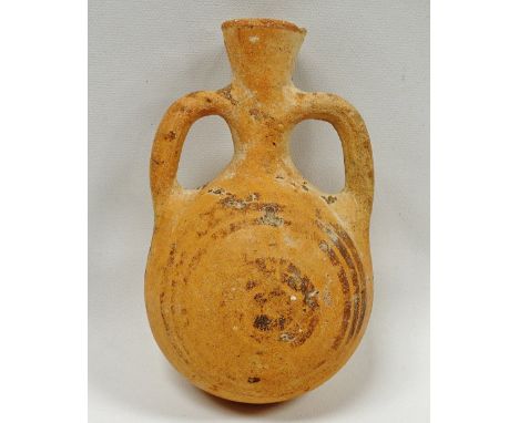 Classical Antiquity - A circa 700-800BC Cypriot two handled terracotta twin handled flask with Cypro geometric decoration, le