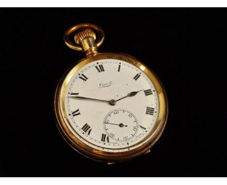 Gold Plate Top Wind Pocket Watch - Limit, a seven jewel Swiss made gentleman's pocket watch with enamel dial, inset seconds d