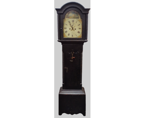 Cornish Longcase Clock - J. Cole of Camborne, an 8 day clock with 11.5 inch dial with ebonised case and twist columns to hood