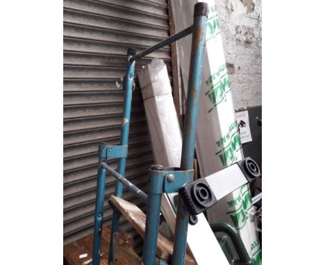 A set of metal and wood step ladders and 2 Ewbank sweepers 