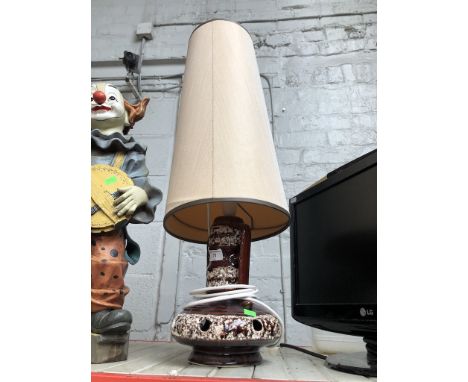 A retro 1970s pottery table lamp. 