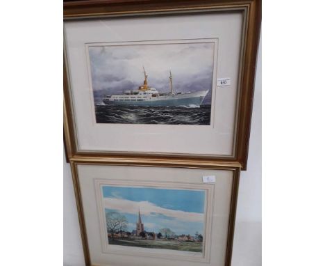 The S.S. Braemer on the open water, watercolour, monogrammed 'RF' and dated (19)'78 lower right, together with a signed print